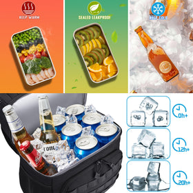 MOZETO Lunch Backpack leak-proof lower cooler, 16-can capacity for picnics and trips