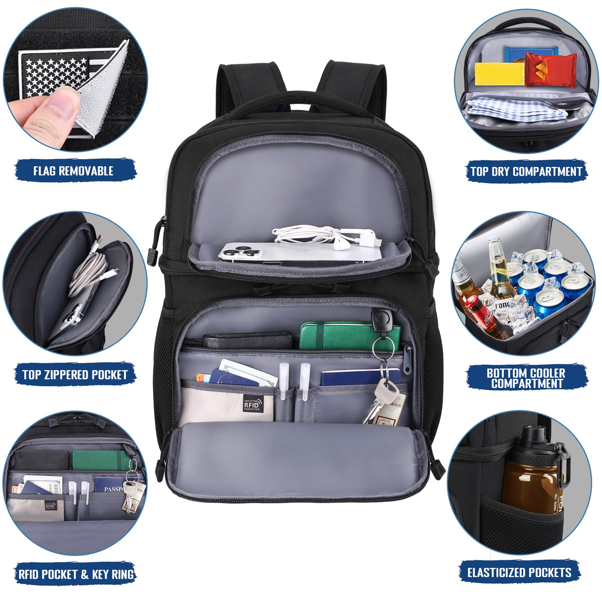 MOZETO Lunch Backpack MOLLE system for attaching gear and pouches