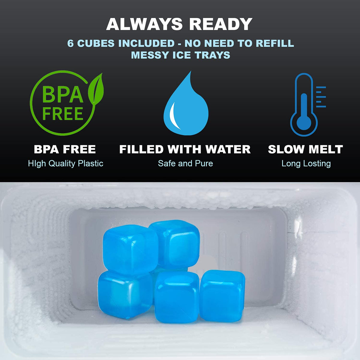 M PAIN MANAGEMENT TECHNOLOGIES colored ice cubes for easy identification.