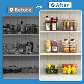 Mpotmiy fridge storage baskets organize snacks and drinks neatly.