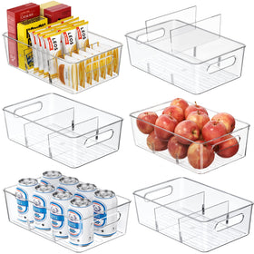 Mpotmiy clear container with dividers for quick pantry organization and easy access.