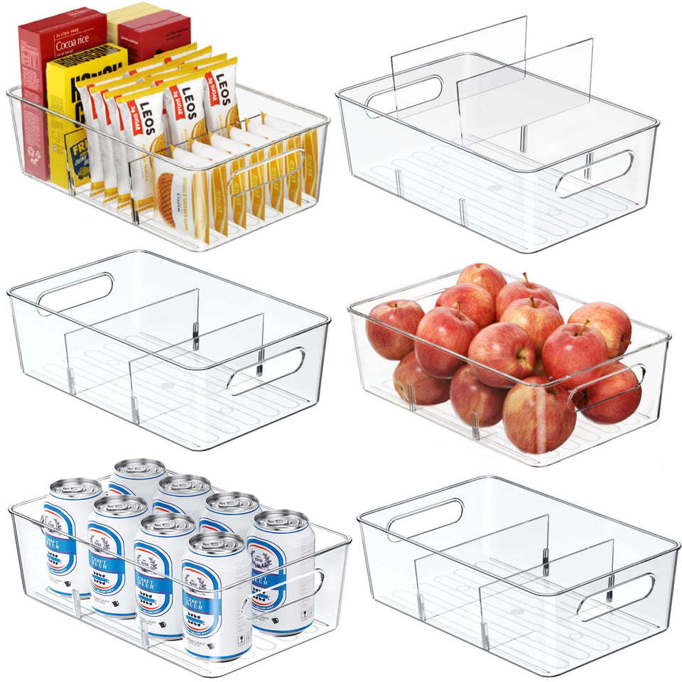 Mpotmiy clear container with dividers for quick pantry organization and easy access.