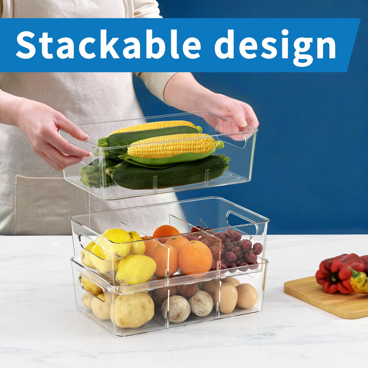 Mpotmiy snack organizer bin keeps bags within easy reach.