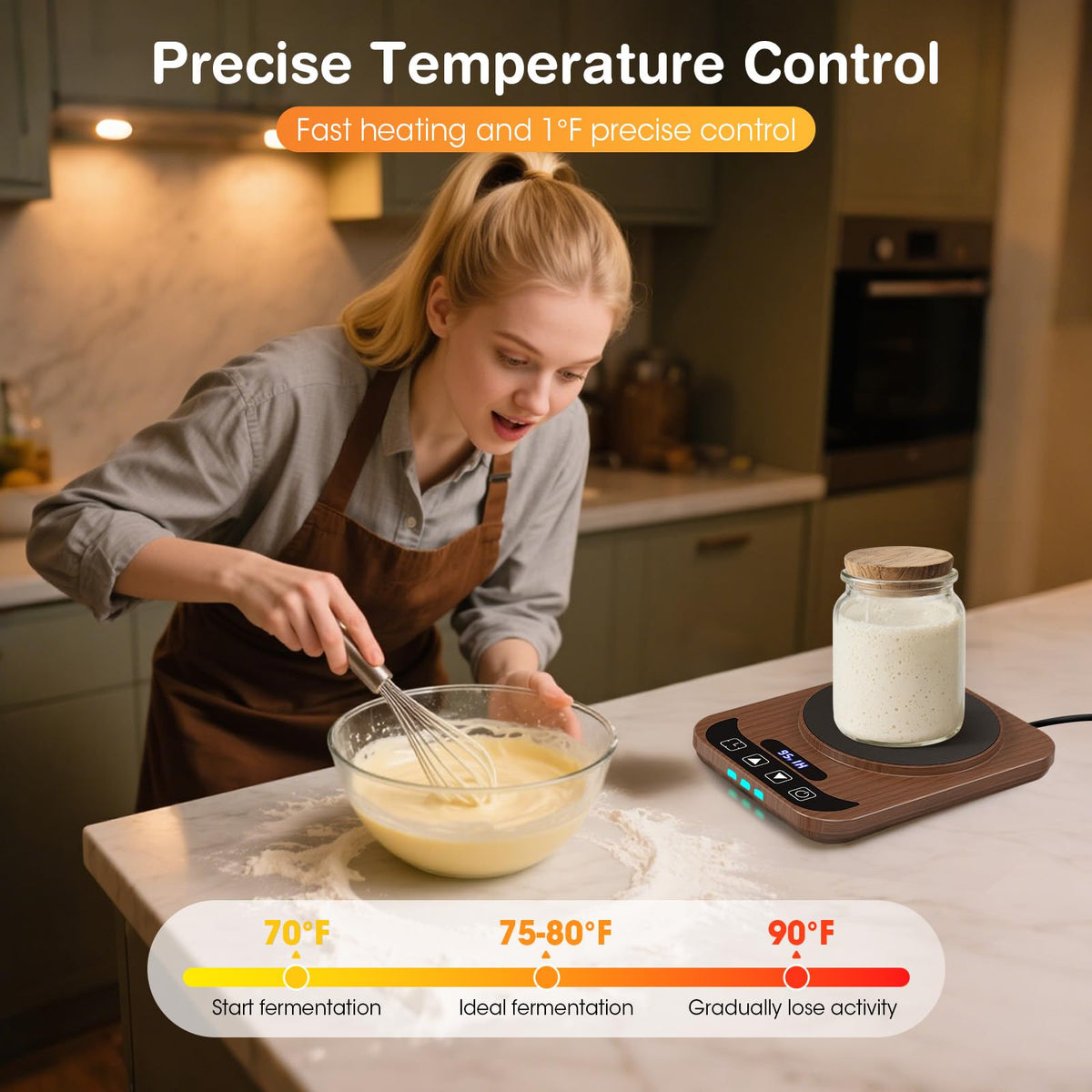 MQFORU Sourdough Warmer thermostat display highlights precise 1°F control