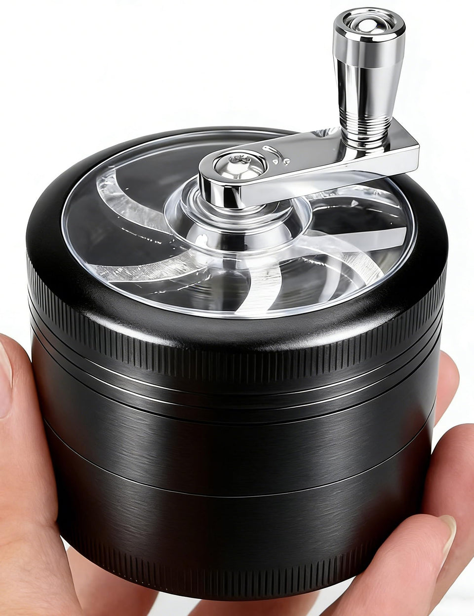 MQHMQH 2.5-inch aluminum spice grinder with black handle for precise grinding.