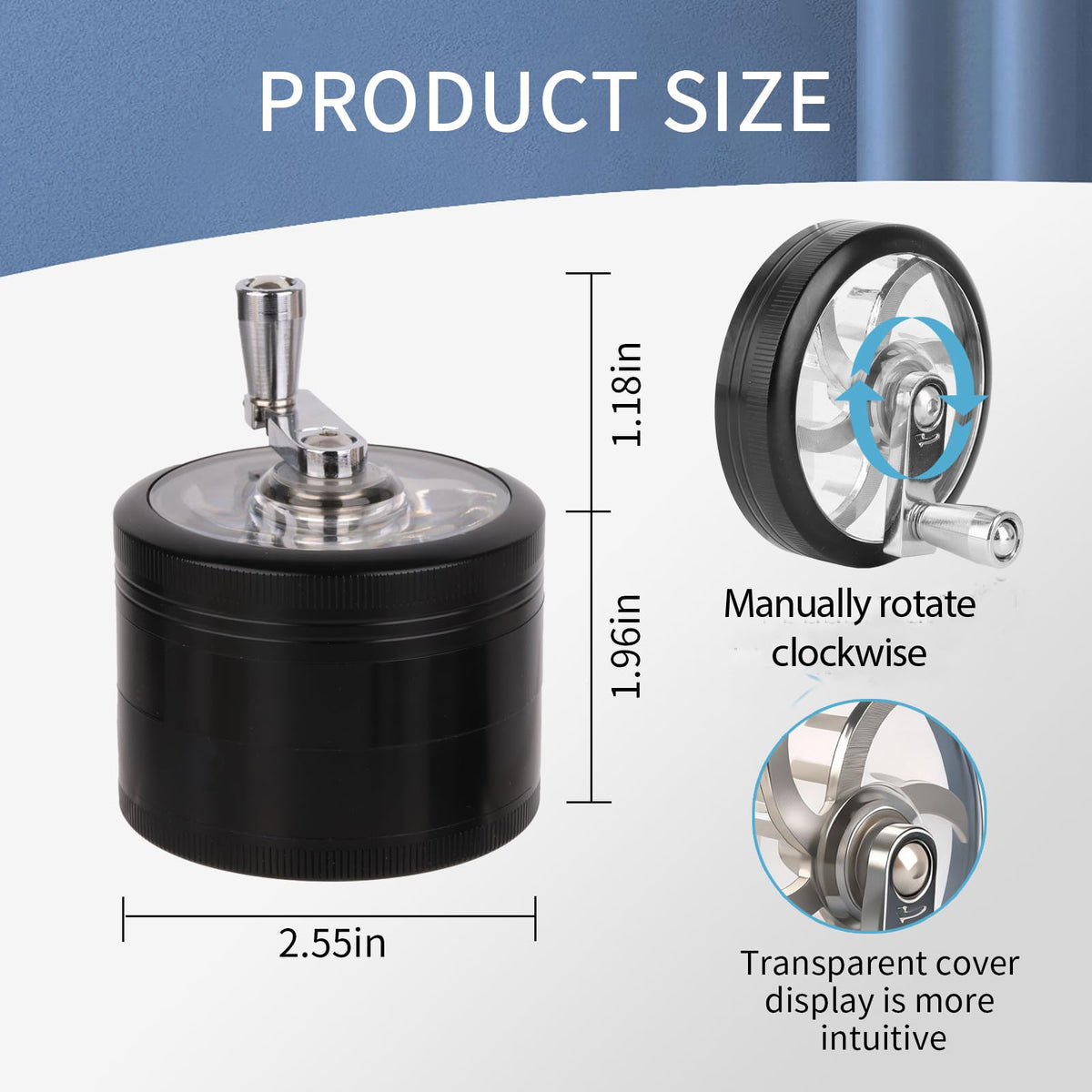MQHMQH aluminum spice grinder offers steady, controlled turning for even grind results.