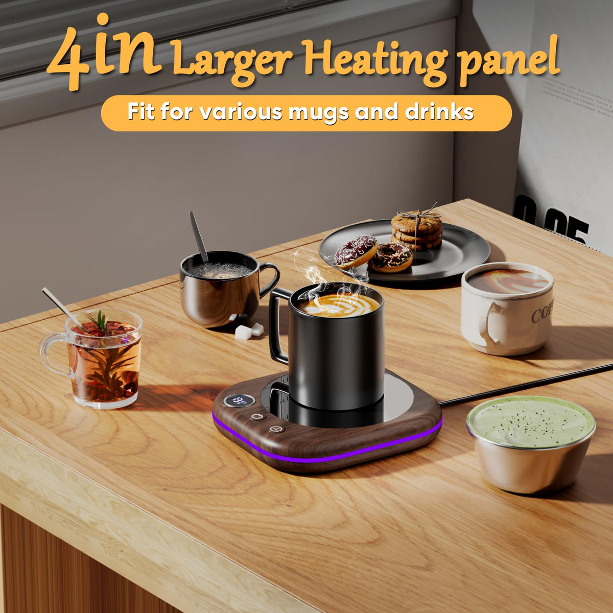 MQUPIN mug warmer features a 4.2 inch heating panel for stable heat.