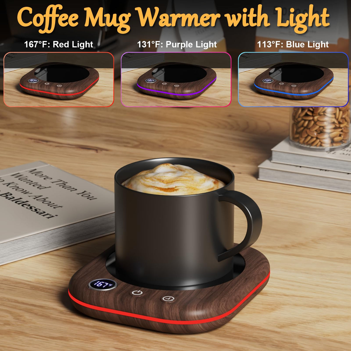 MQUPIN mug warmer auto shut-off enhances safe daily use.