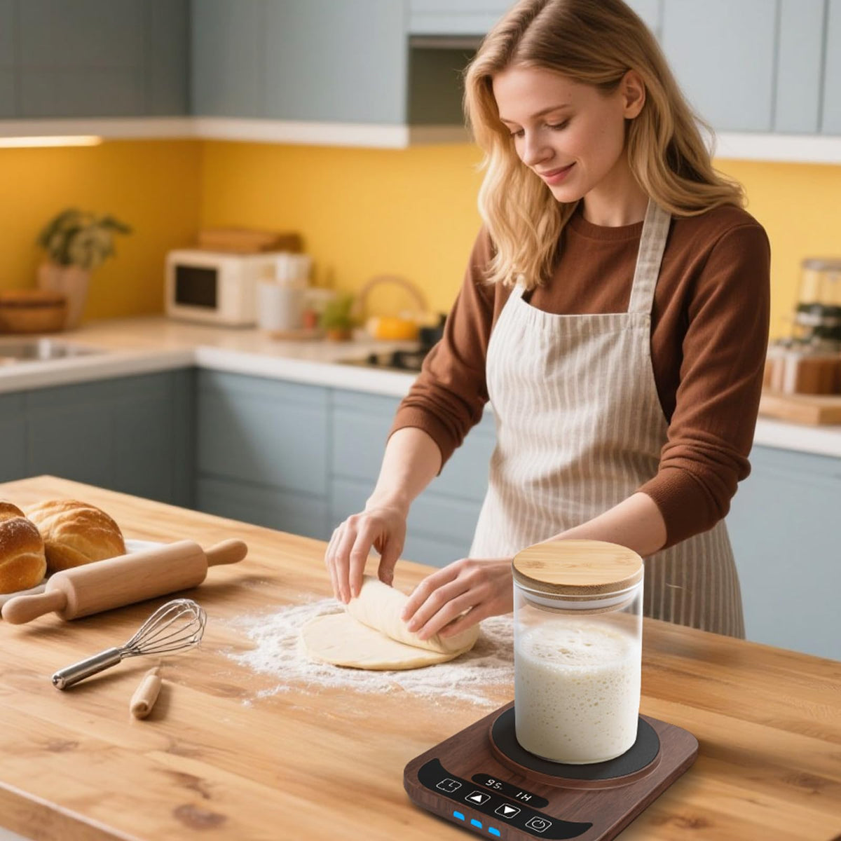 MQUPIN sourdough warmer keeps starter at target warmth for better results.