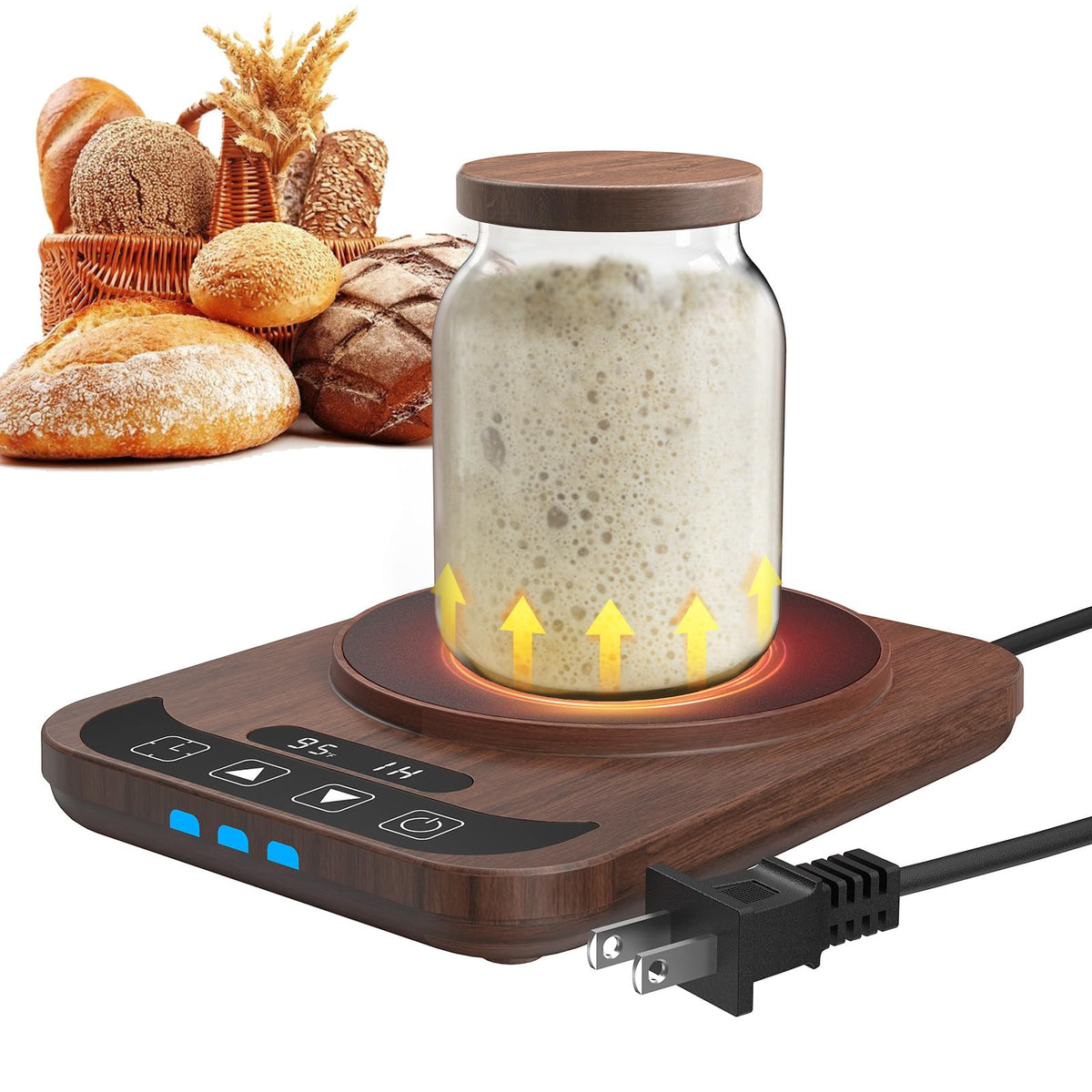 MQUPIN Sourdough Starter Warmer panel keeps fermentation warm for consistent dough prep.