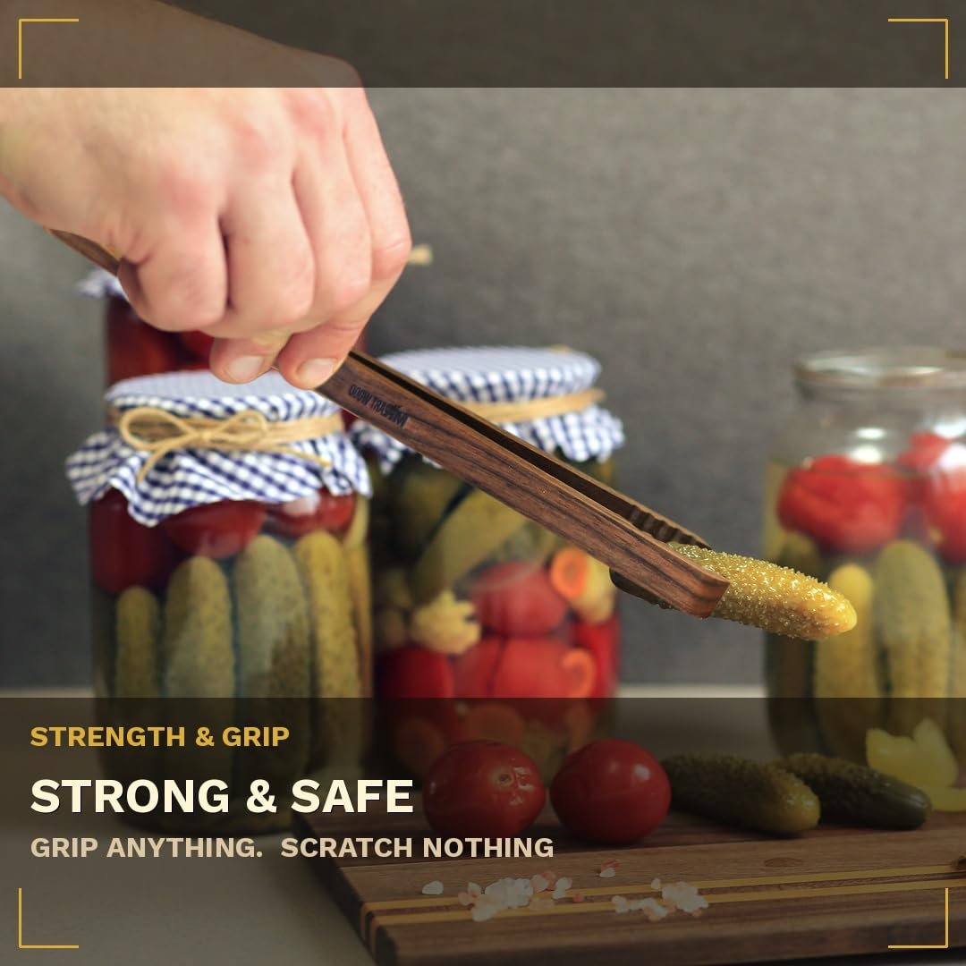 Mr.Art Wood durable tongs shown lifting fruits with confidence.