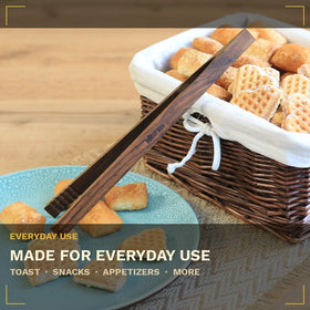 Mr.Art Wood dark wood tongs feature olives and cheese for easy serving.