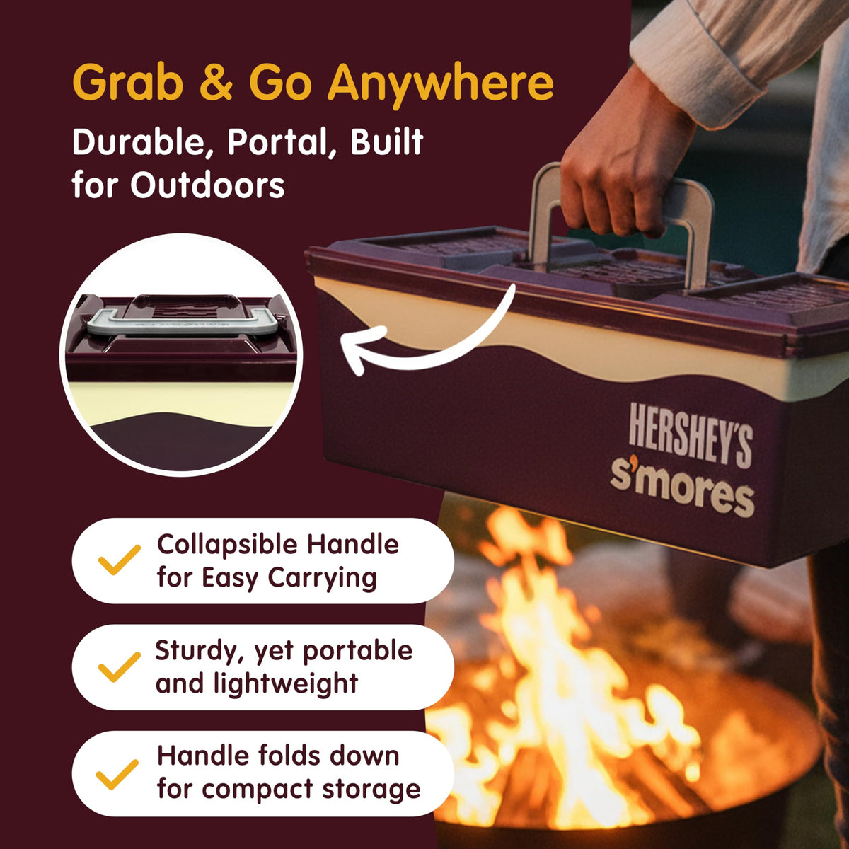 Mr. Bar-B-Q Hershey's Smores Caddy lid open showing organized compartments.