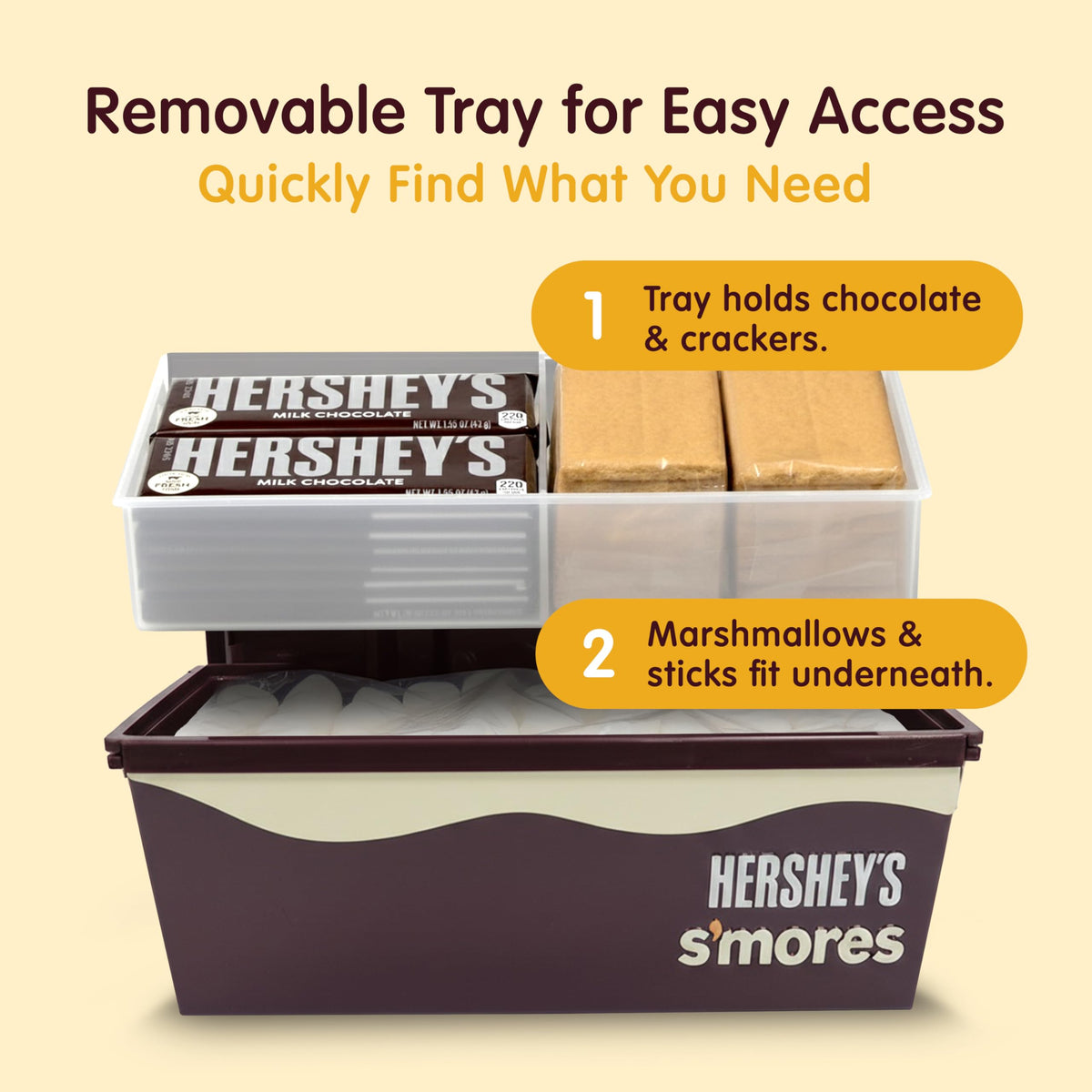 Mr. Bar-B-Q Hershey's Smores Caddy collapsible handle for compact storage and travel.
