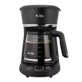 Mr. Coffee 12-Cup programmable coffeemaker digital display highlighting simple programmable controls