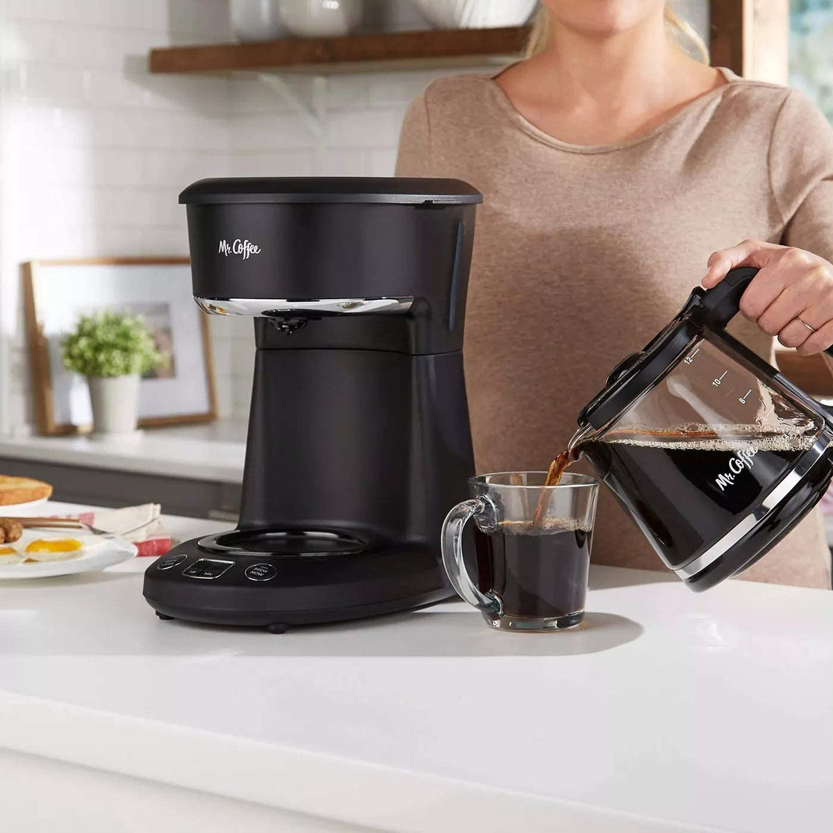 Mr. Coffee 12-Cup programmable coffeemaker lift-and-clean filter basket for quick cleanup