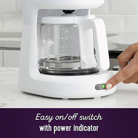 Mr. Coffee 5-Cup mini brewer compact design on kitchen counter
