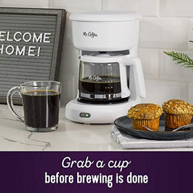 Mr. Coffee 5-Cup mini brewer water window showing exact level