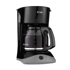 Mr. Coffee 12-cup black coffee maker brews steady aroma for home or office