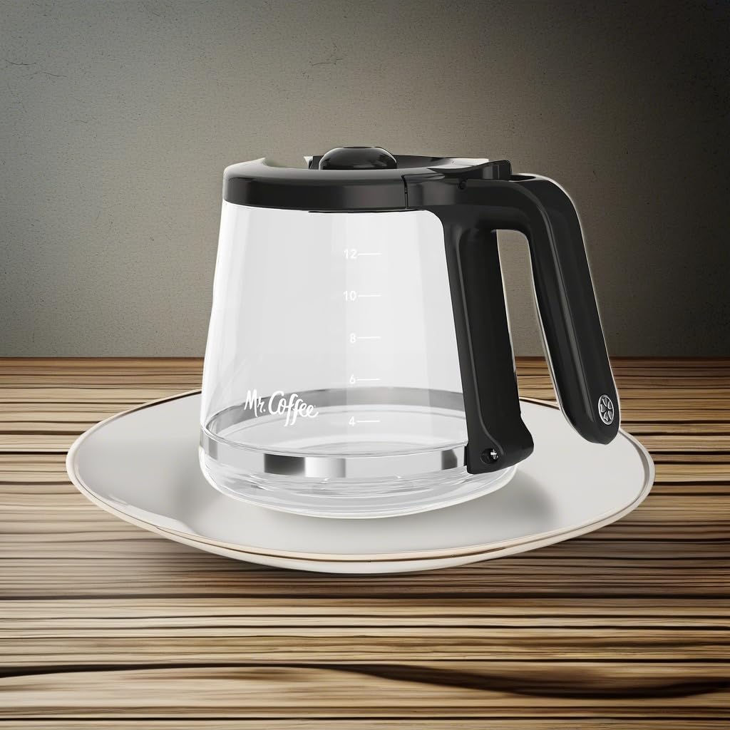 Mr. Coffee replacement carafe with sturdy grip handle for everyday use.