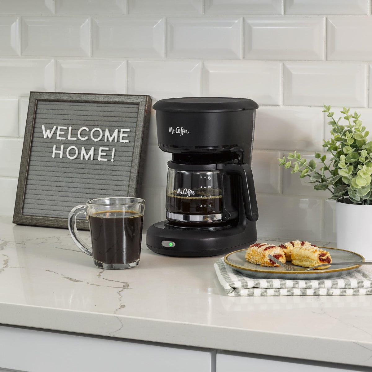 Mr. Coffee compact design shines in tight spaces, ideal for apartments and counters.