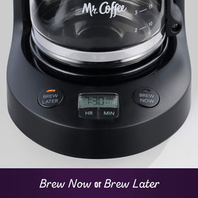 Mr. Coffee glass carafe with ounce markings supports precise measuring.