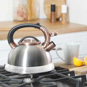 Mr. Coffee Flintshire kettle showcases copper-finish accents for stylish boiling.
