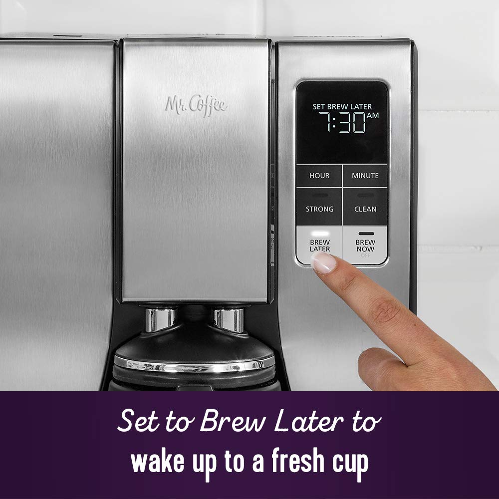 Mr. Coffee Grab-A-Cup Auto Pause enables a quick mid-brew sip.