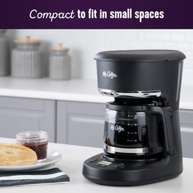 Mr. Coffee Brew Later feature demonstrates scheduled brewing convenience.