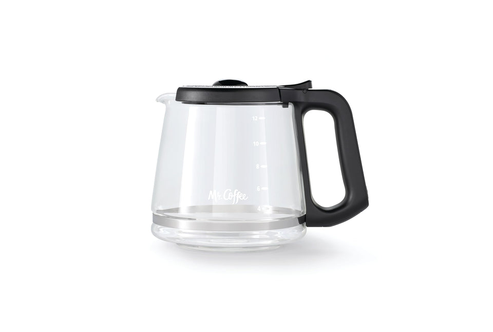 Mr. Coffee replacement glass carafe with pour spout ideal for quick, spill-free servings.
