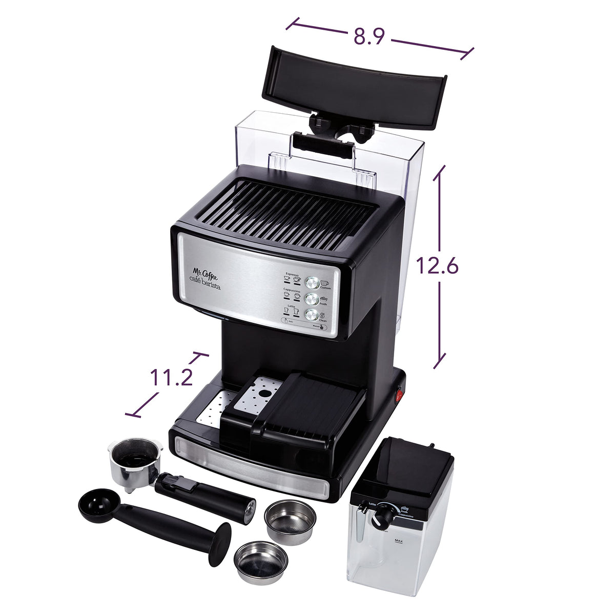 Mr. Coffee single and double shot filter enabling customized strength