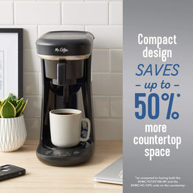 Mr. Coffee strong brew selector emphasizes bolder flavor with a tap.