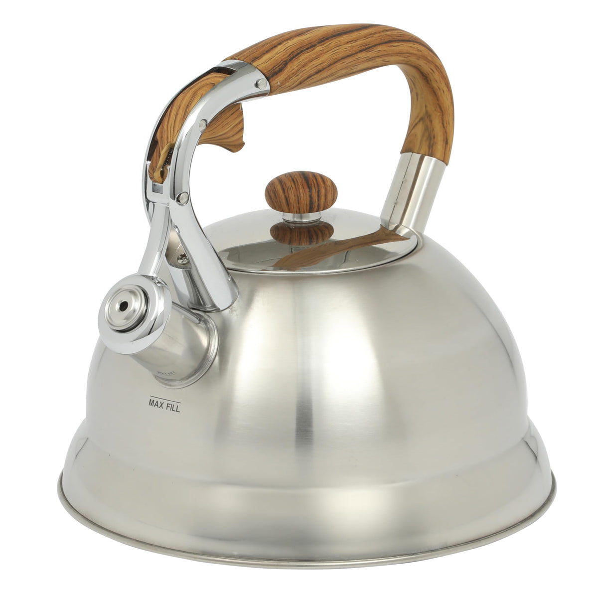 Mr. Coffee Woodmont 2-qt tea kettle with wood handle boils water quickly on the stove