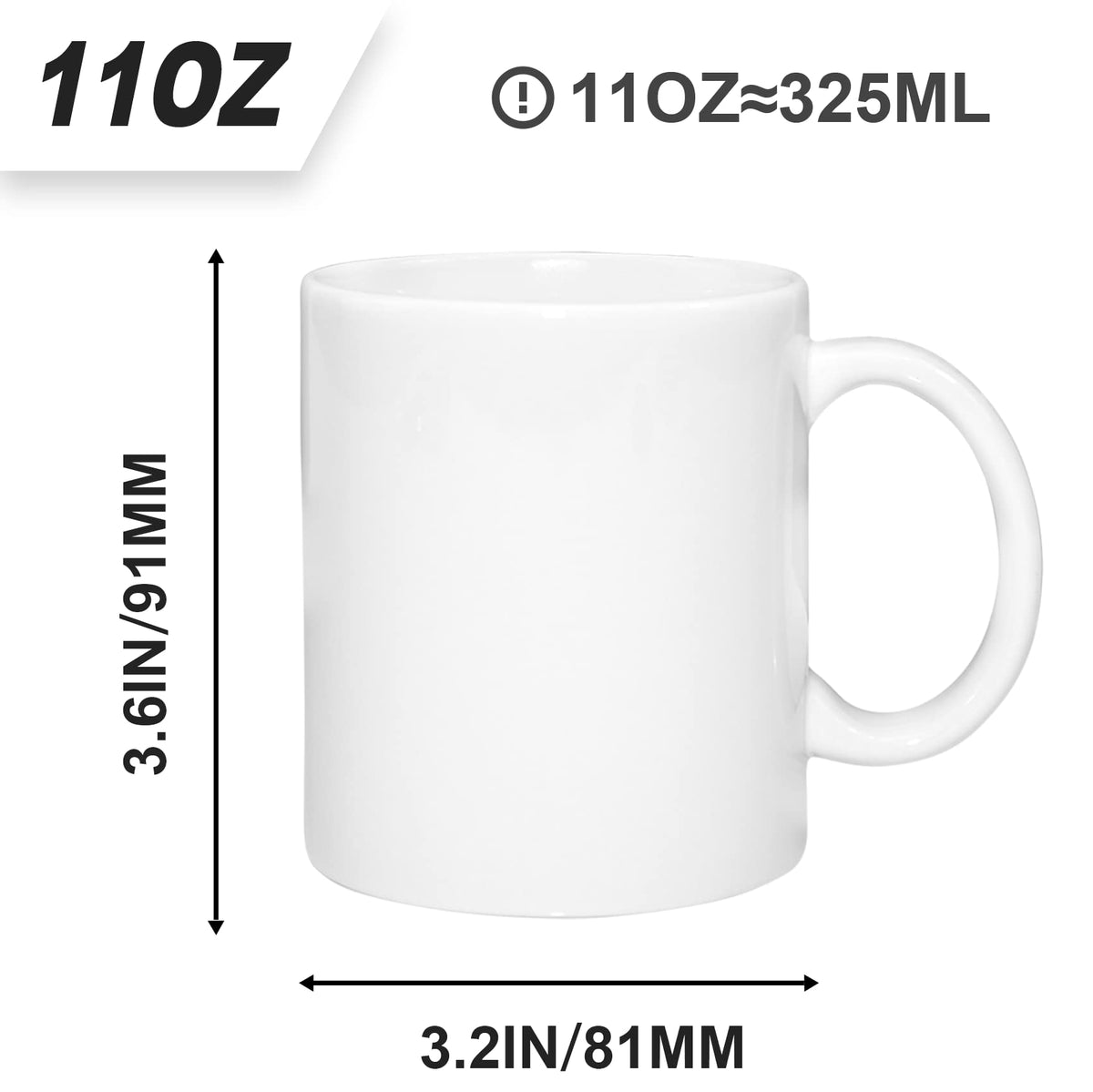 MR.R 11oz white ceramic mug top view ideal for mugs and designs