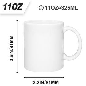 MR.R 11oz white ceramic mug top view ideal for mugs and designs
