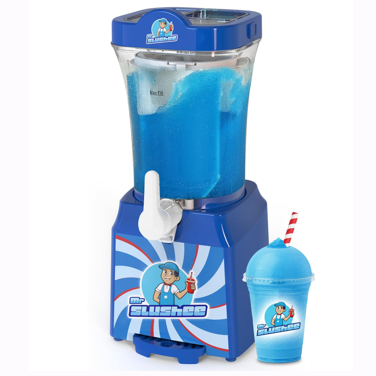 Mr Slushee slushie machine on countertop ready for quick homemade treats