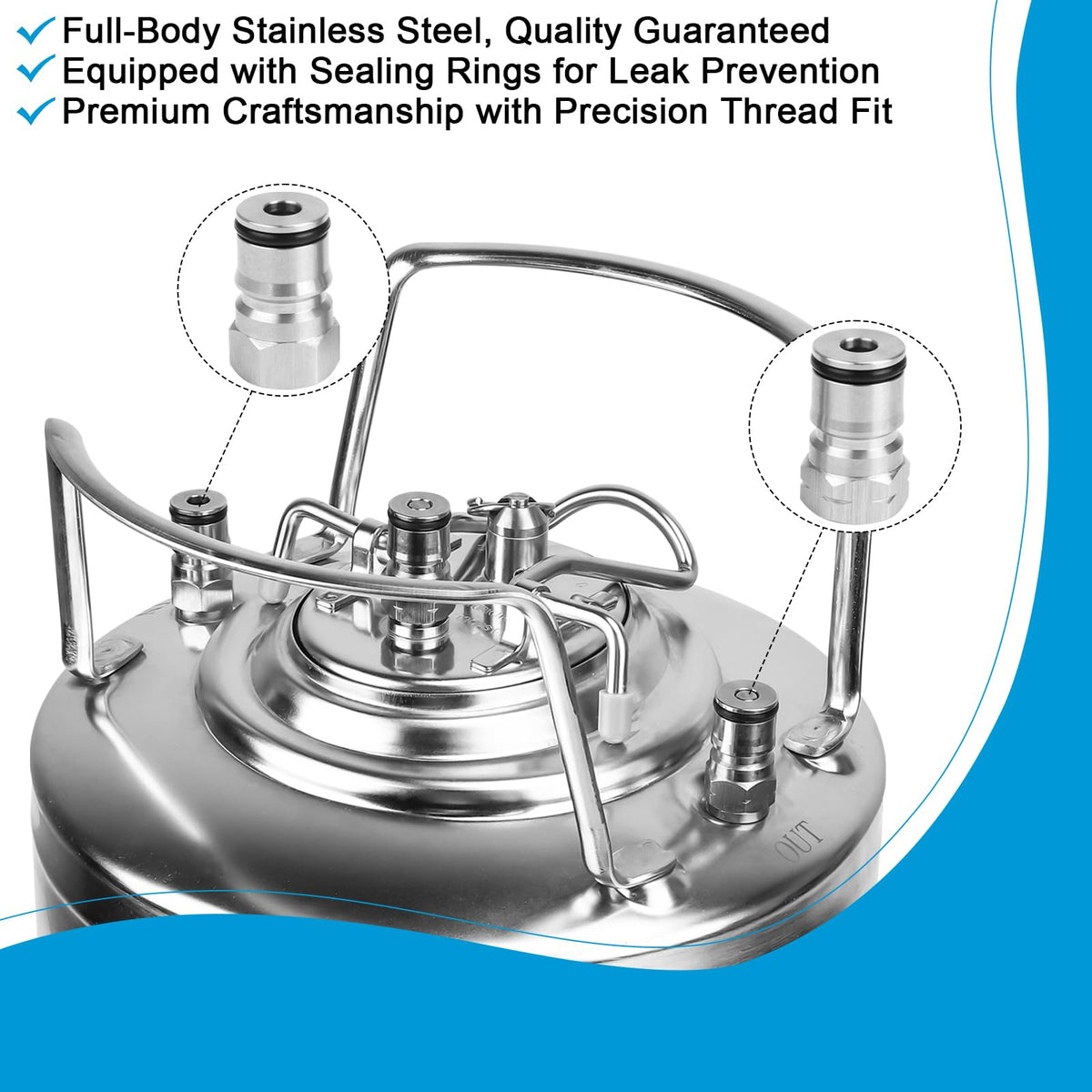 MRbrew etch-free ball lock post compatible with Cornelius kegs