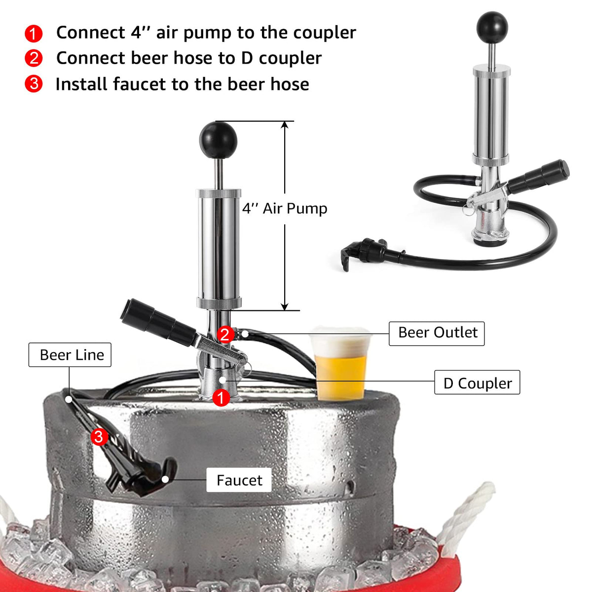 MRbrew pump with hose clamps ensuring leak-free connections during festive gatherings