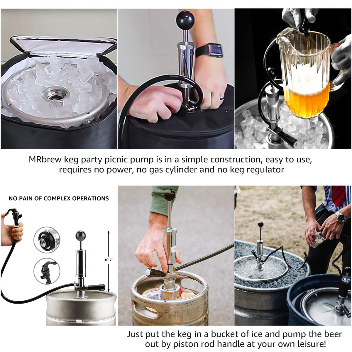 MRbrew ice-bucket setup scene showcasing quick chilling and ready-to-pour beer