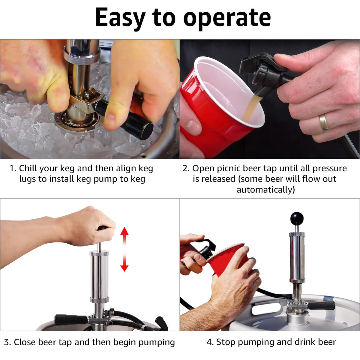 MRbrew piston-handled keg pump for effortless, power-free beer pours