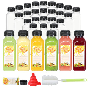 Mrhuazhai 30pc 10oz juice bottles with caps show clear contents for portion control.