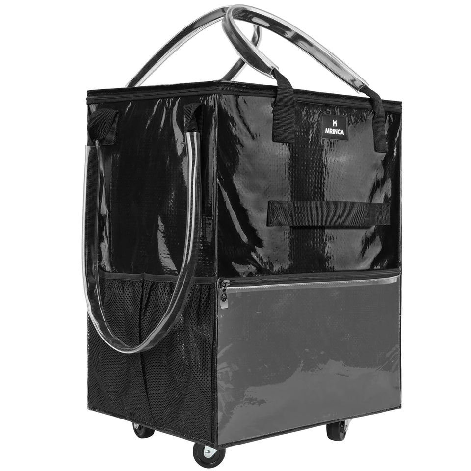 MRINCA foldable 70L grocery bag with wheels for easy storage and portability
