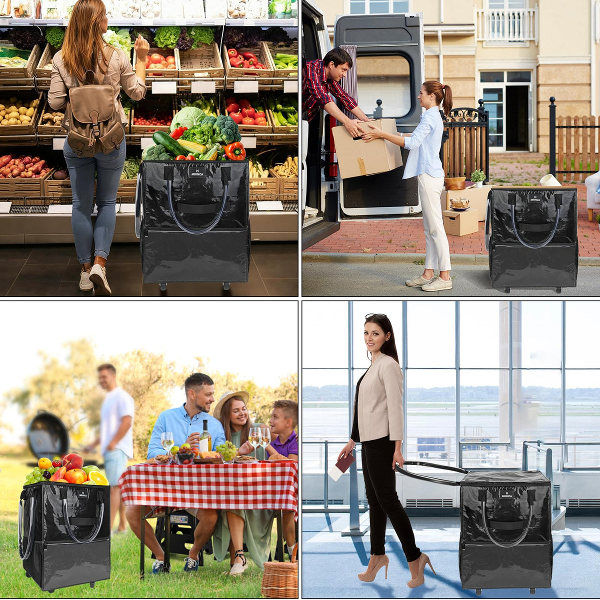 MRINCA multi-use design suits groceries, camping, laundry, and moving tasks