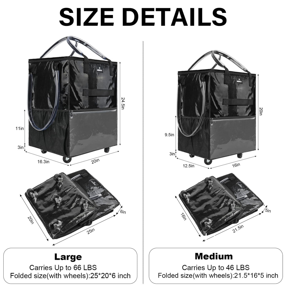 MRINCA top flap double-zipper design keeps items secure during travel