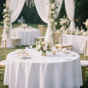 MRJ Round Tablecloth 90 Inch White Buffet Display for parties