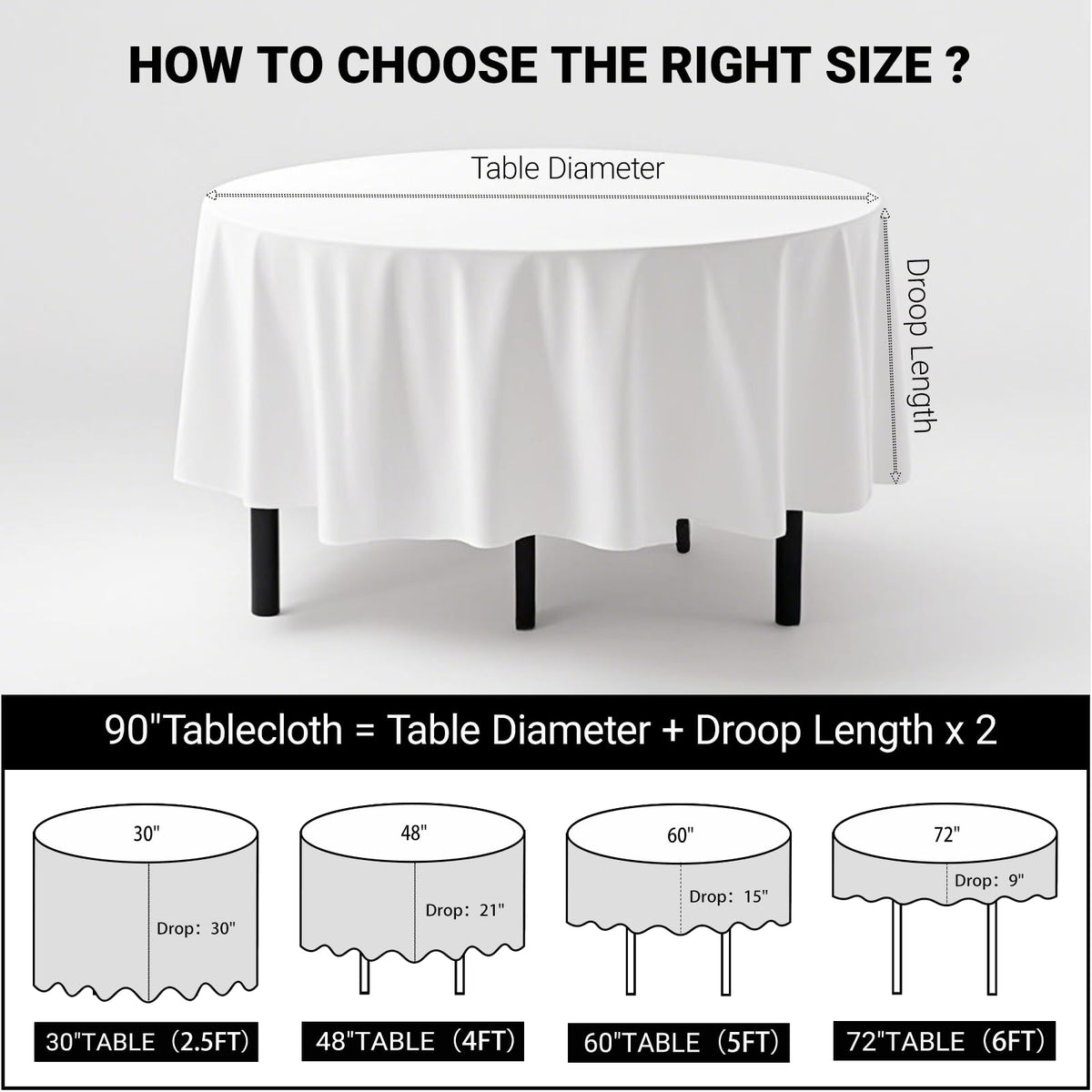 MRJ Round Tablecloth 90 Inch White Stain-Resistant keeps tables clean
