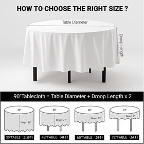 MRJ Round Tablecloth 90 Inch White Stain-Resistant keeps tables clean