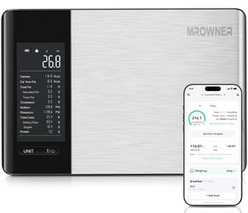 MrOwner Smart Food Scale with digital display for precise kitchen measurements.