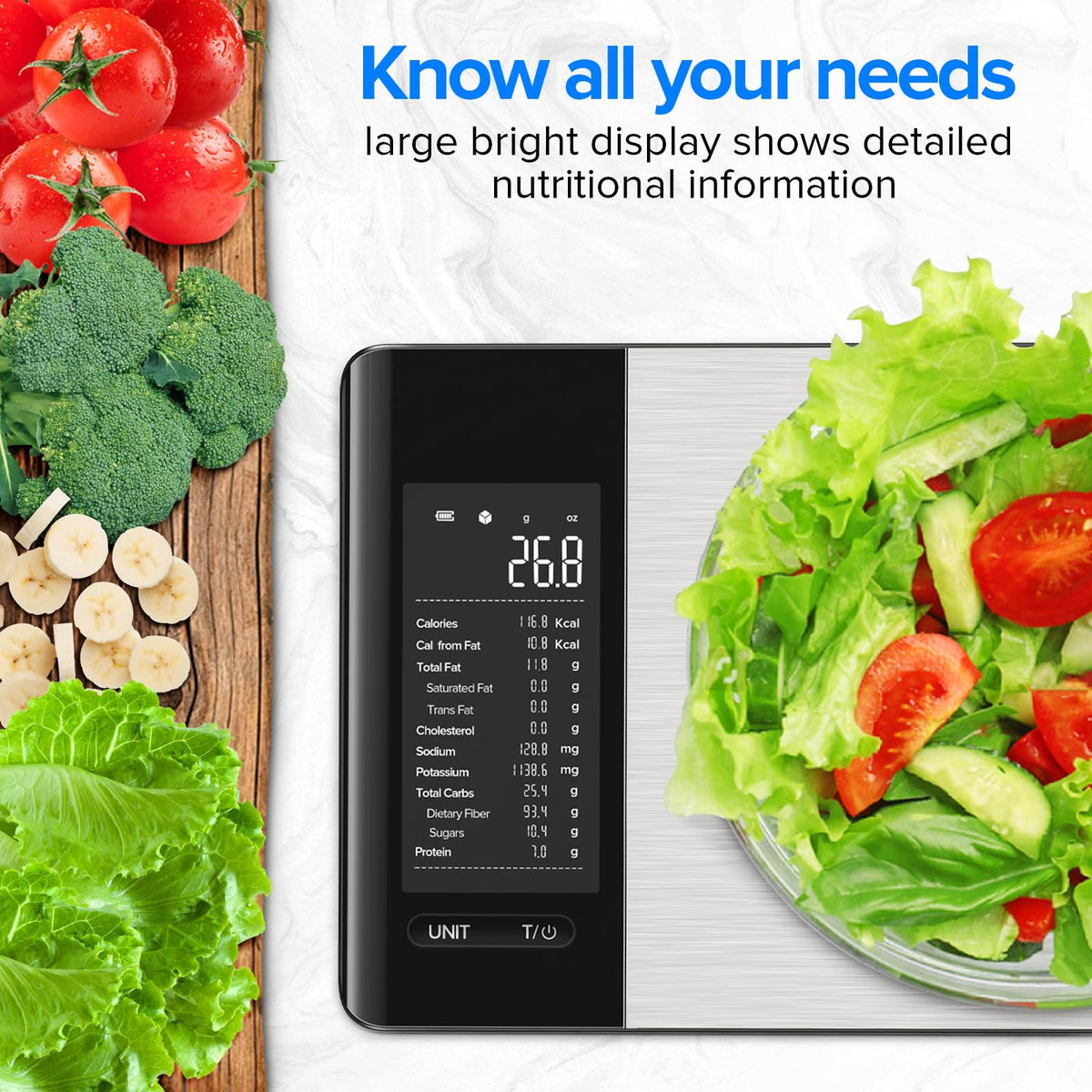 MrOwner Smart Scale with nutrition calculator and app sync for balanced meals.