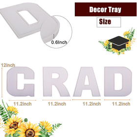 MRPAPA Grad letter-set decor highlights GRAD during celebration and photos.